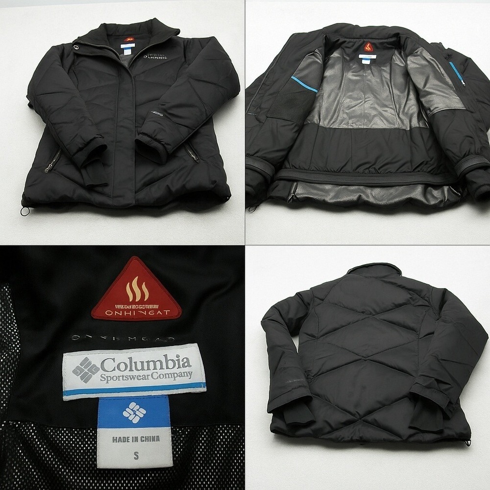 Columbia Lay D Down Jacket Womens Small Black Insulated Omni Heat Light Full Zip